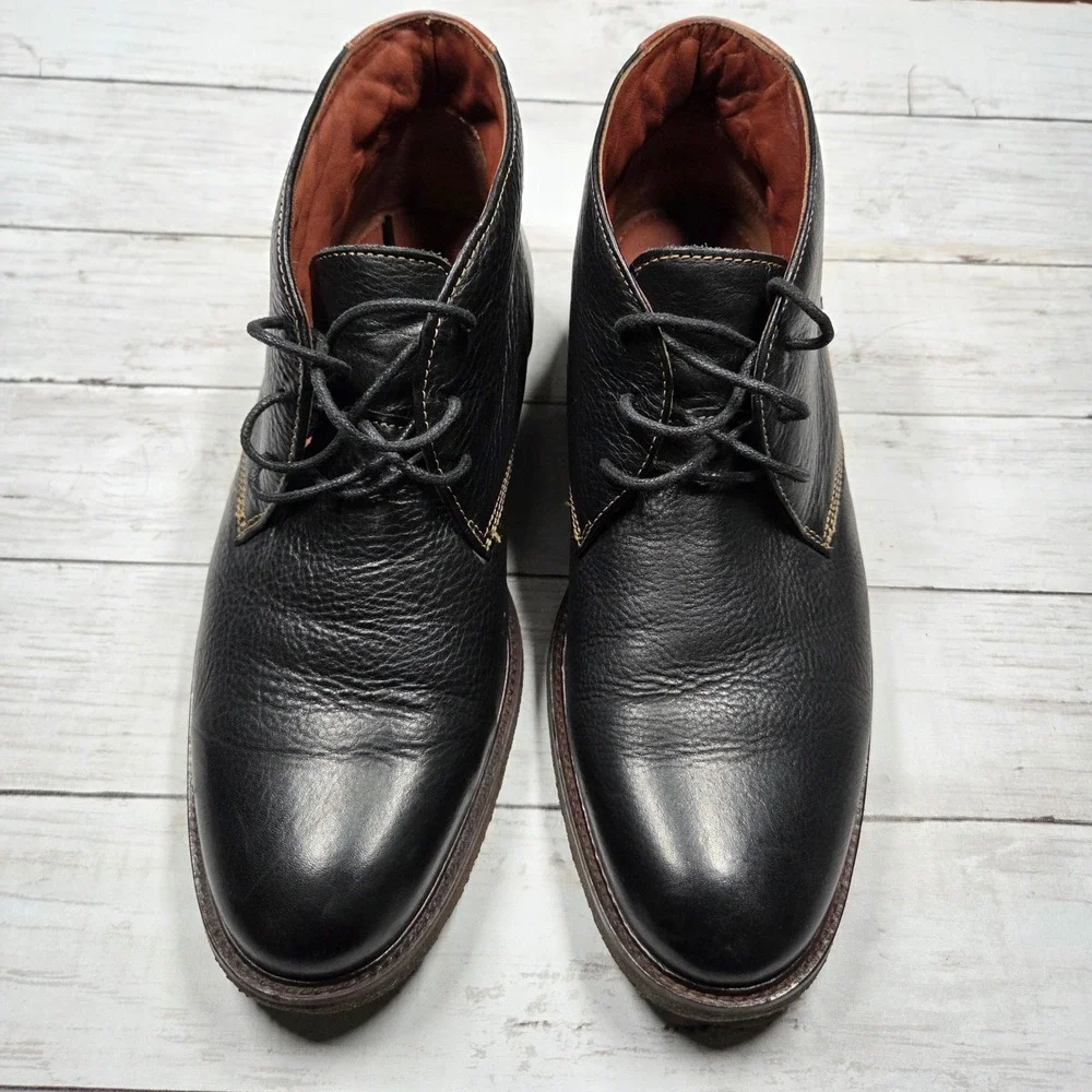 Johnston & Murphy Chukka Boots Men 12M Black 25-2021 Leather Memory Foam Damaged